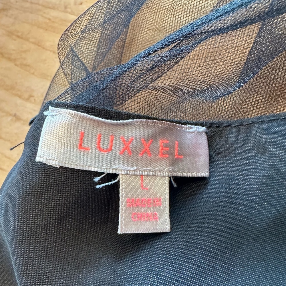 LUXXEL Embroidered Mesh Crop Top Sheer Sleeve Bustier Festival NWT M/L Summer - Picture 3 of 14